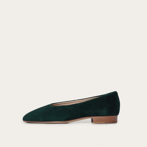 Kikar Ballerina, deep green suede